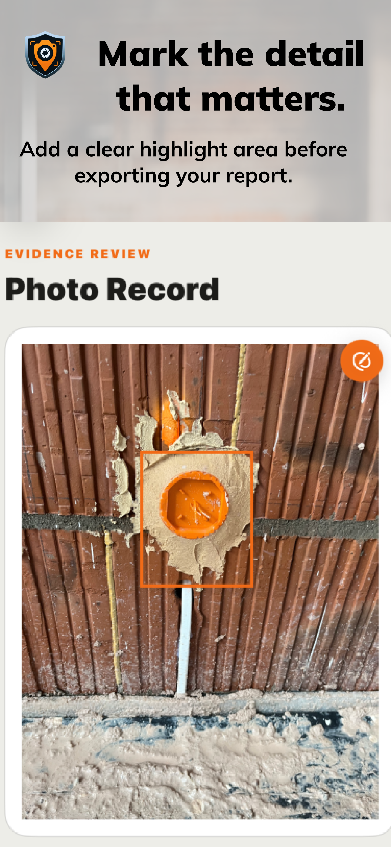 ProofLog photo highlights screen
